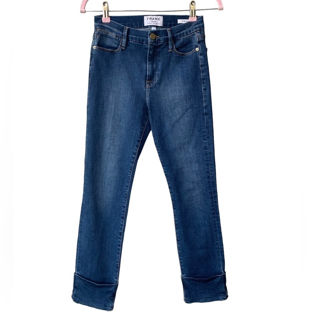 Frame Le High Jeans Size 26 Stretch Cuffed Cropped Ankle‎ Stretch High Rise - Picture 2 of 8